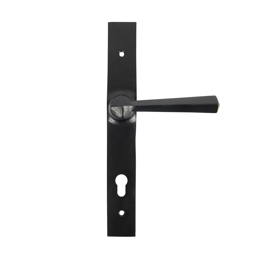 Kirkpatrick 2522 Gothic Lever Handle Euro - Smooth Black (Sold in Pairs)